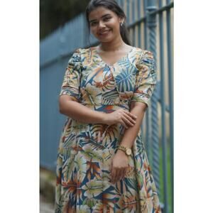 Hashboosh Dress Size Large Tropical Long Maxi Modest Summer Vacation Resort